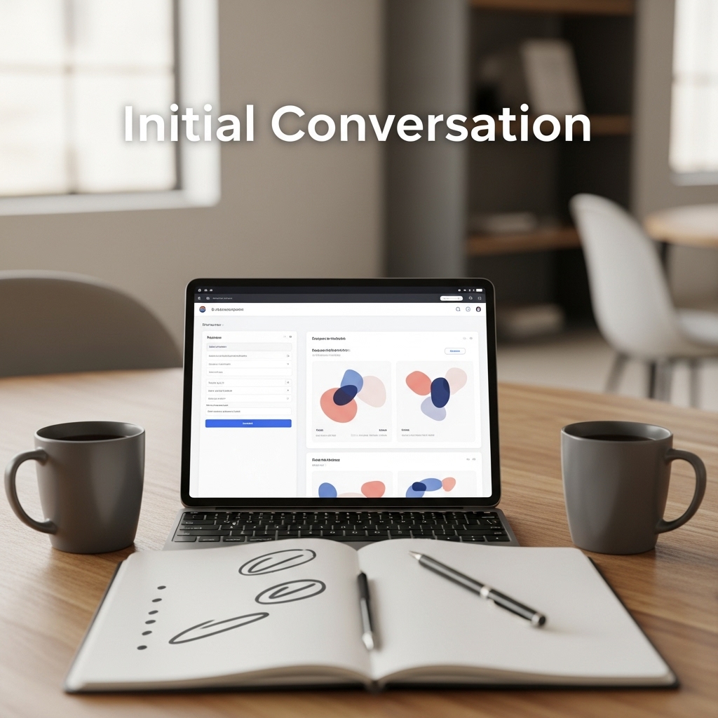 Initial consultation meeting with Kitvendr team discussing club merchandise needs